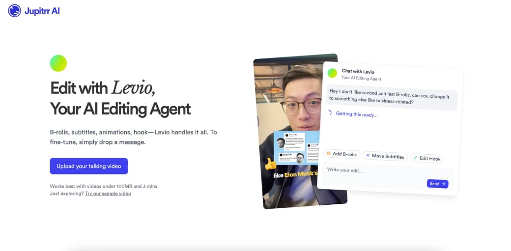 Screenshot showing how to upload your video to Jupitrr AI