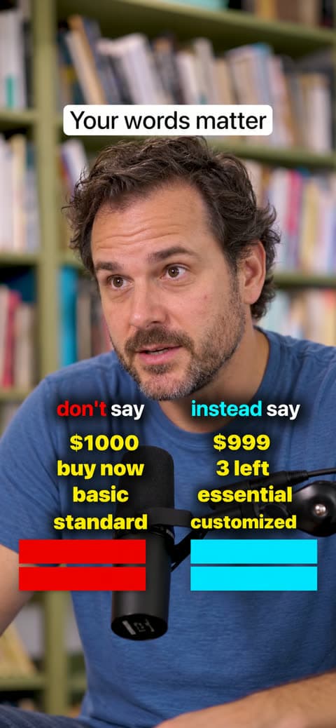 A Do & Don't video built by Jupitrr: two columns of pricing words to avoid and to use instead.