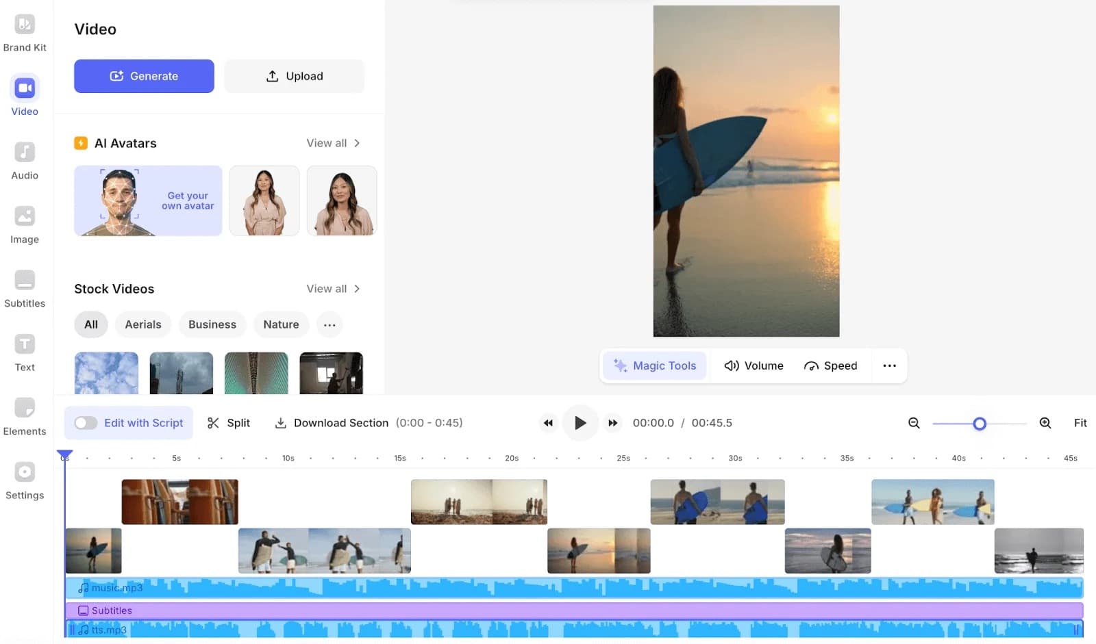 VEED editing interface