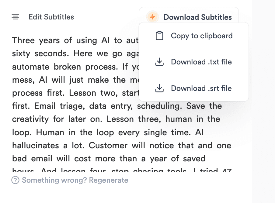 Jupitrr Edit Subtitles editor with Download Subtitles menu open.