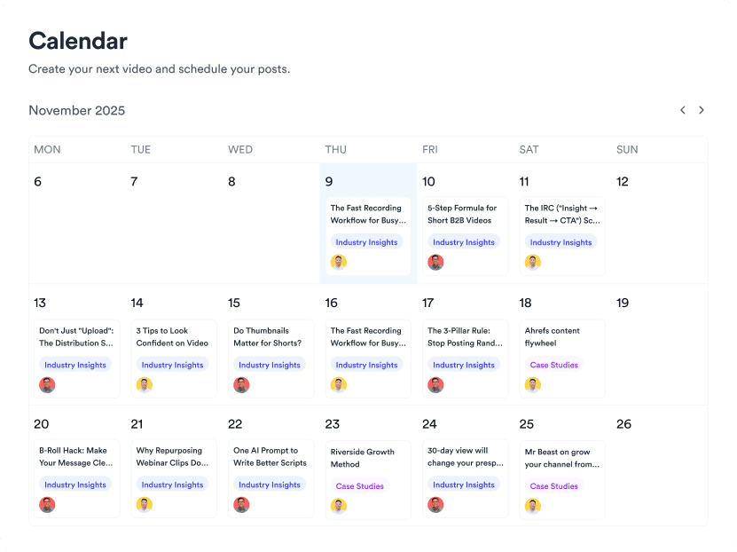 Content calendar view